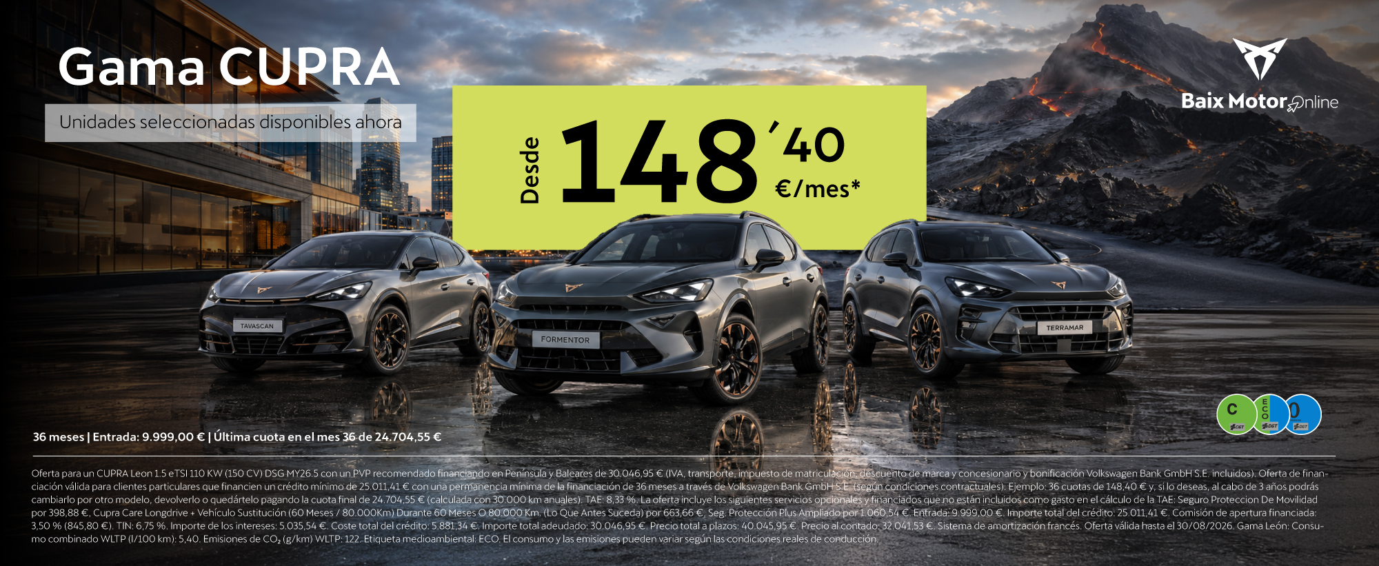 Estrena CUPRA este verano por 148,40€