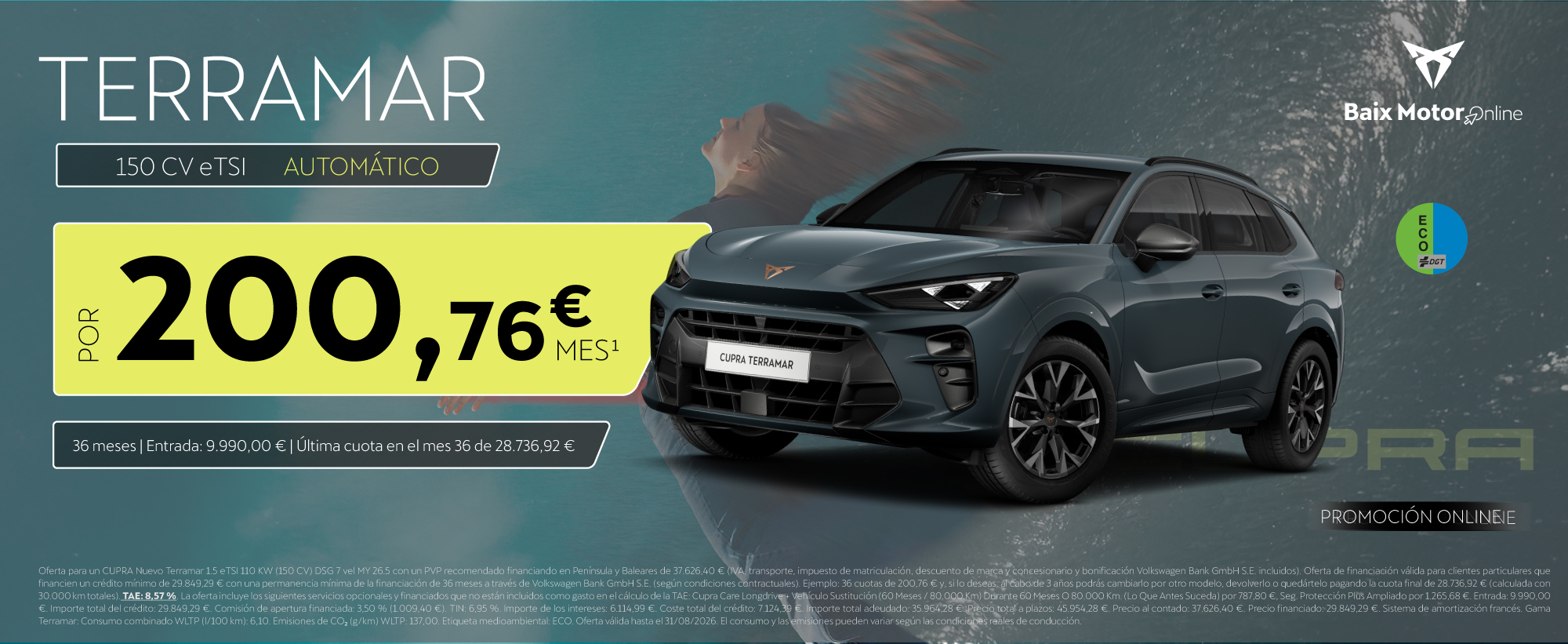¡Promoción stock! Nuevo CUPRA Terramar por 200,76 €/mes