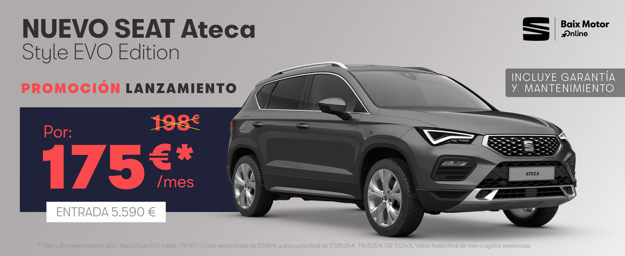 Descubre el SEAT Ateca Style Evo por sólo 175€/mes*