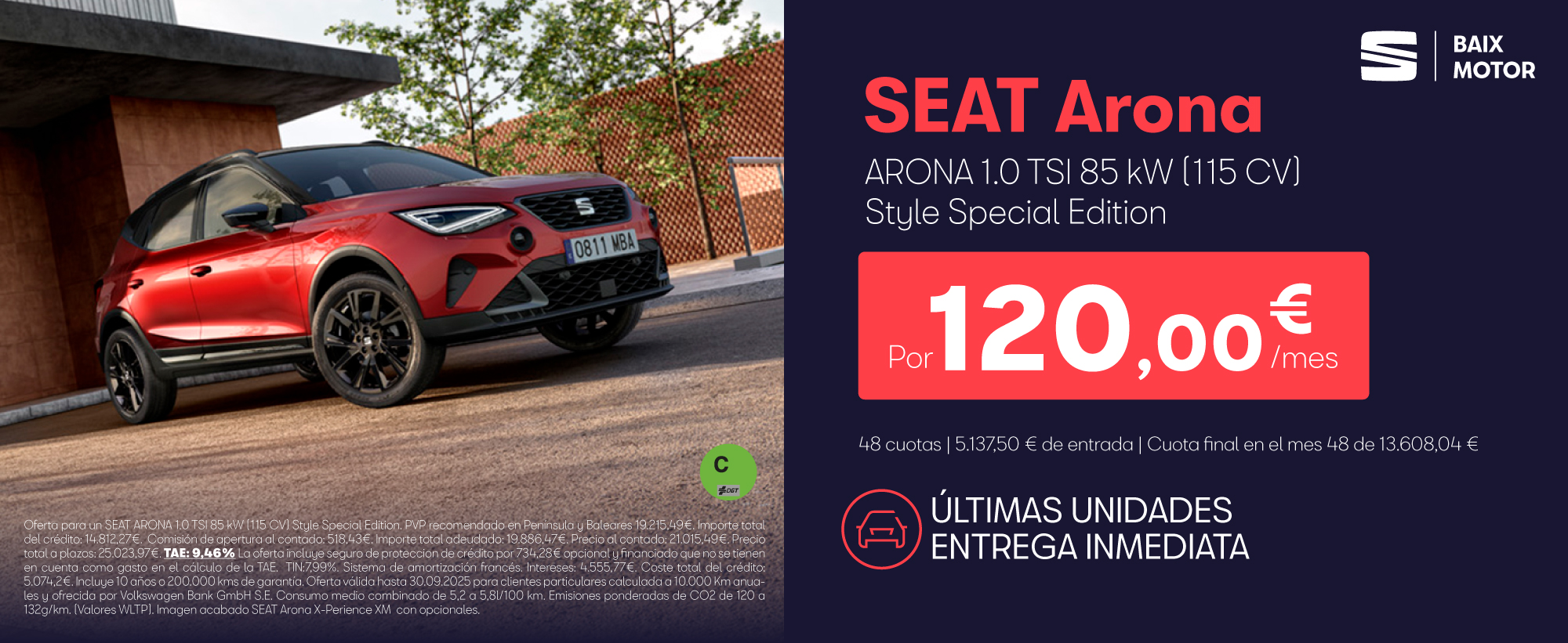 SEAT Arona Style Special Edition por 120€/mes*