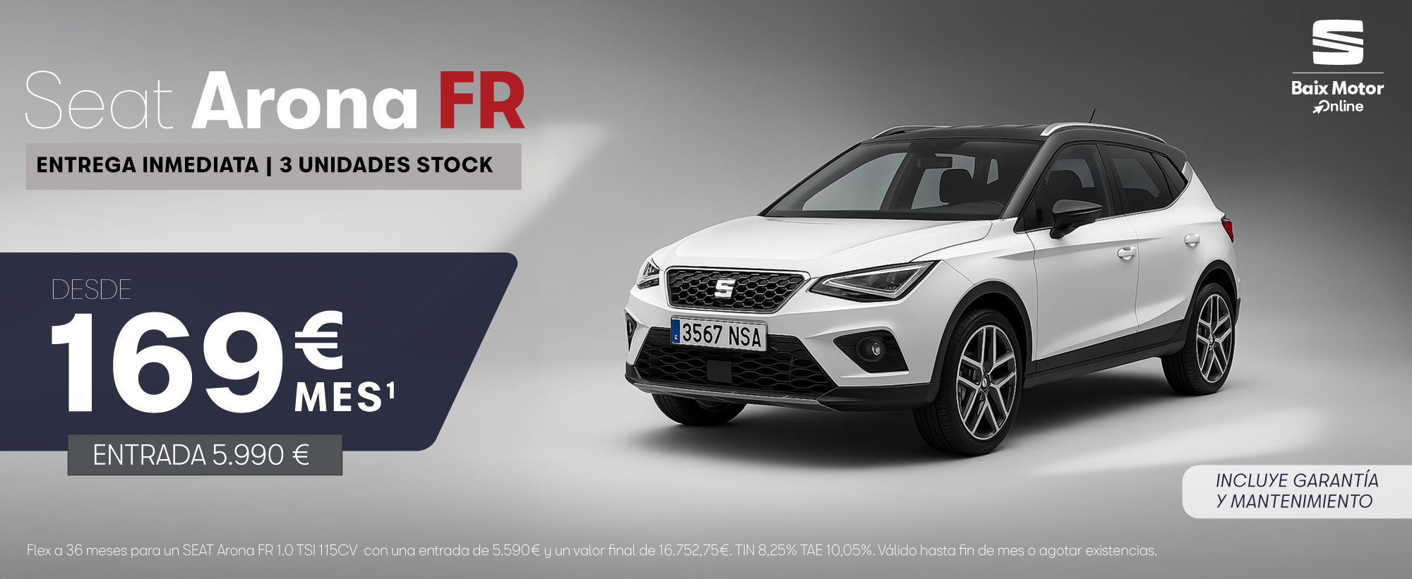 ¡Unidades limitadas! SEAT Arona FR desde 169€/mes*
