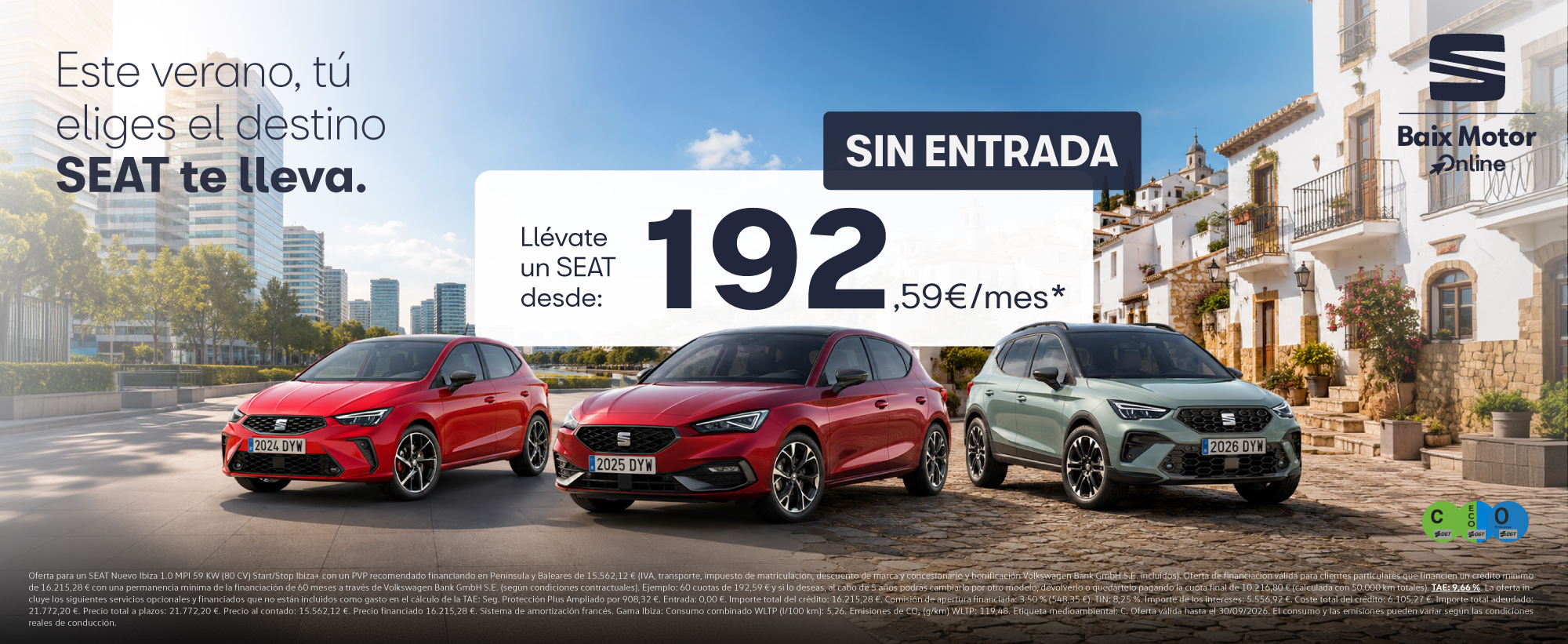 Estrena tu SEAT desde 192,59€/mes sin entrada*