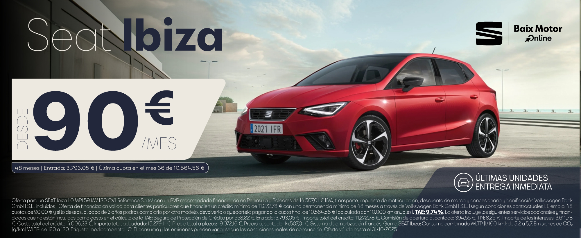 SEAT Ibiza desde 90€/mes*