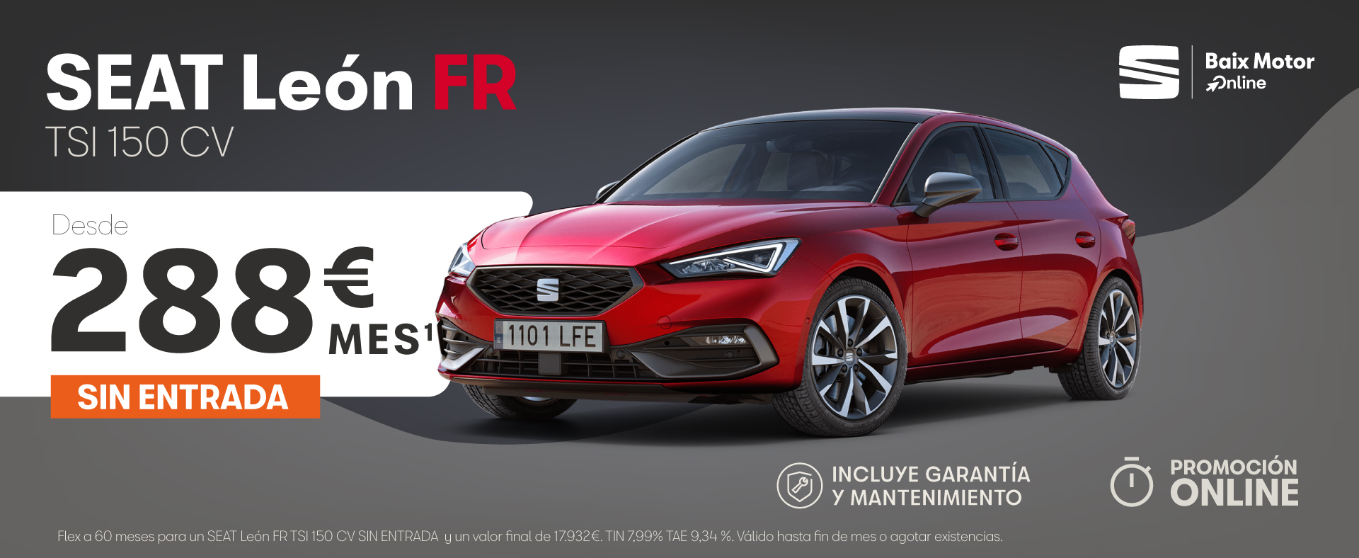 SEAT León FR desde 288€/mes* ¡Sin entrada!