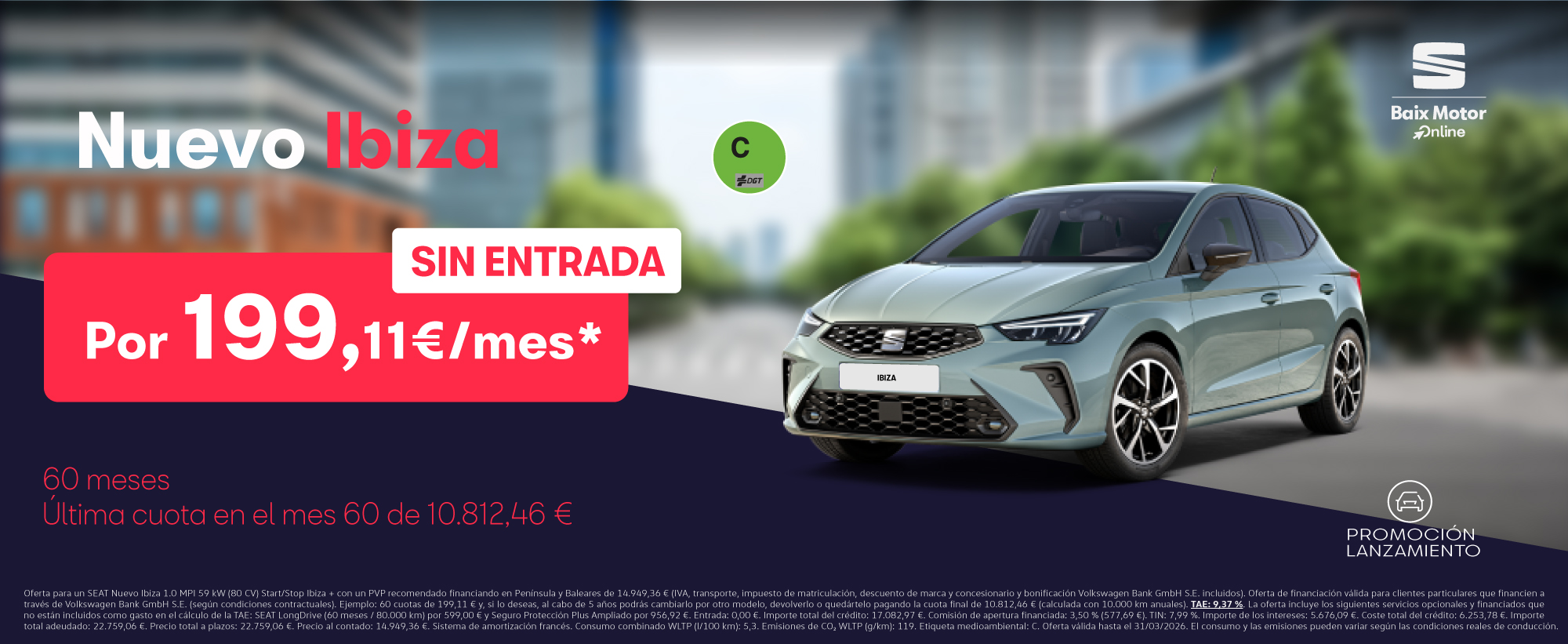 ¡SIN ENTRADA! SEAT Nuevo Ibiza por 199€/mes*