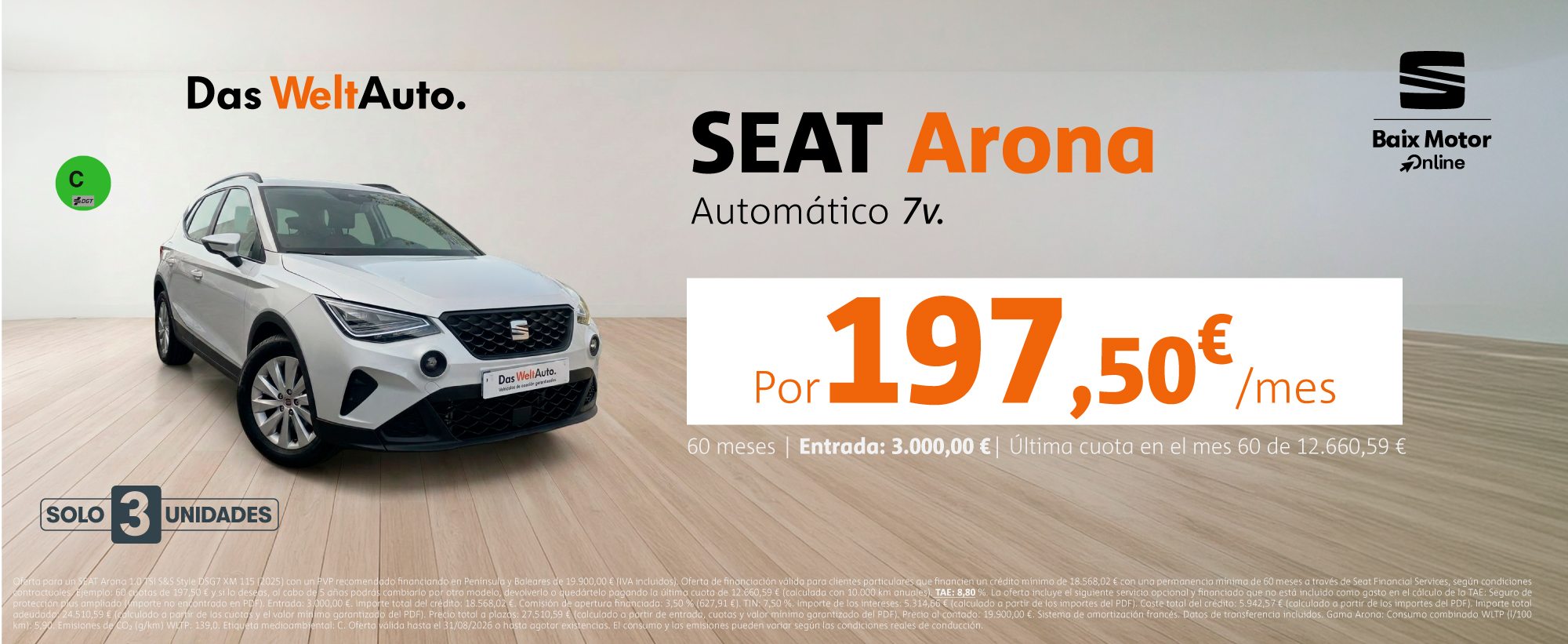 ¡Ocasión! SEAT Arona  TSI por 197€/mes*