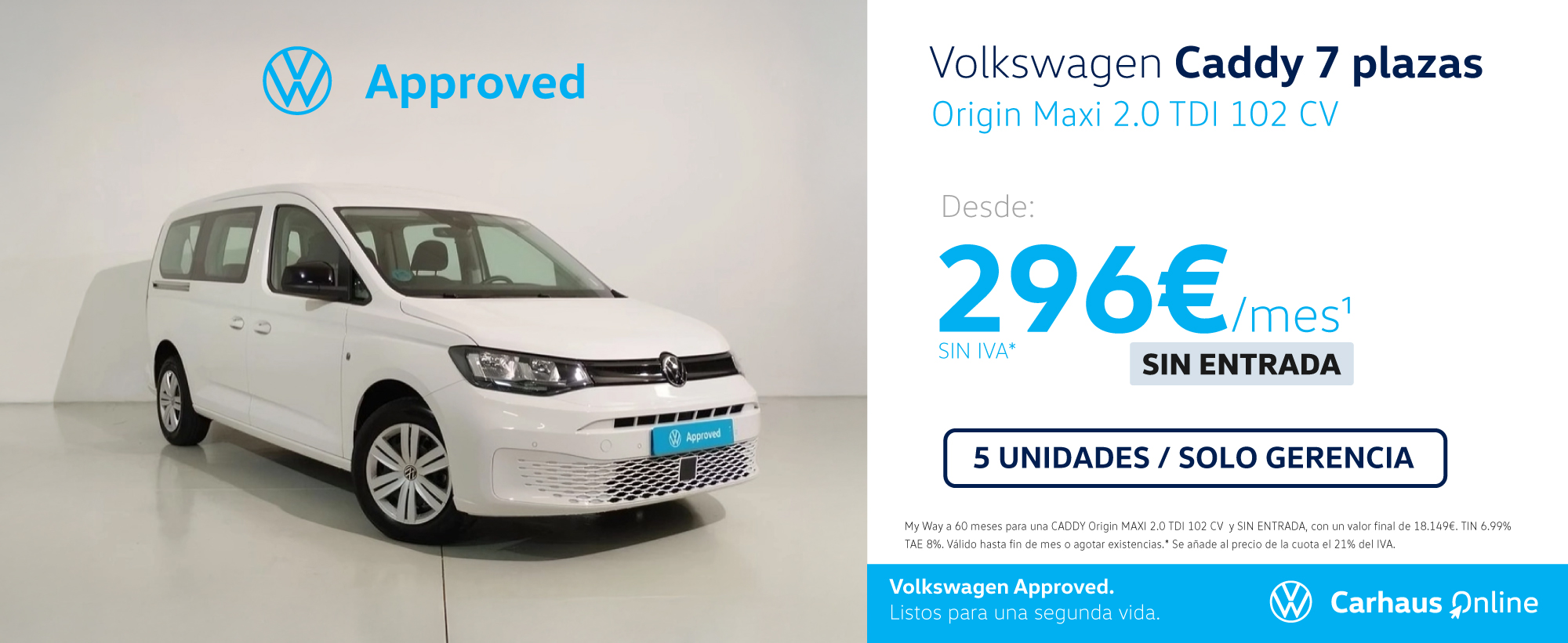 ¡Ocasión! Caddy  Origin Maxi 7 plazas desde 296€/mes*