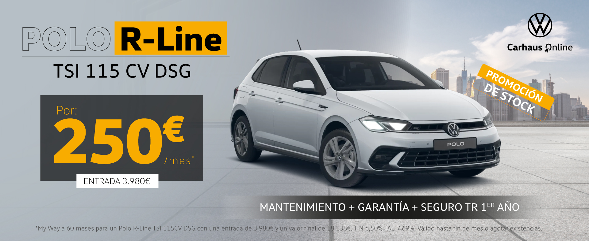 Polo R-Line TSI 115 CV Automático desde 250€/mes*