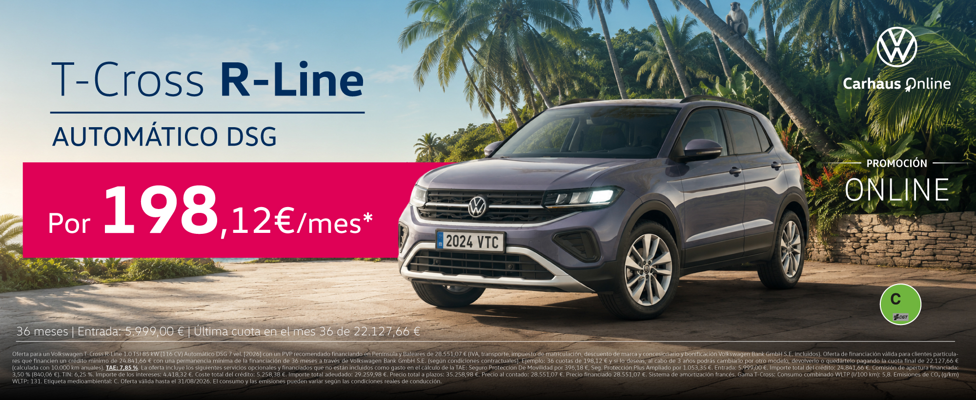 Volkswagen T-Cross R-Line gris automático DSG 116 CV