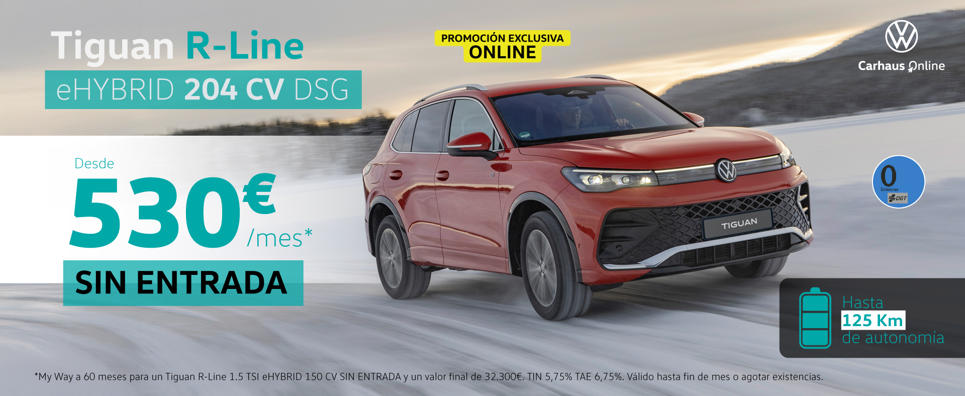¡Promo Única! Volkswagen Tiguan Híbrido desde 550€/mes