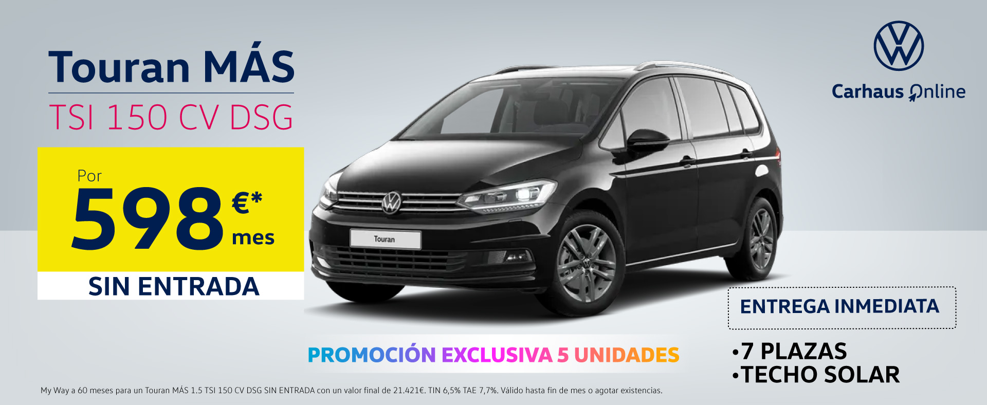 Nueva Touran Más Automática por 598€/mes*