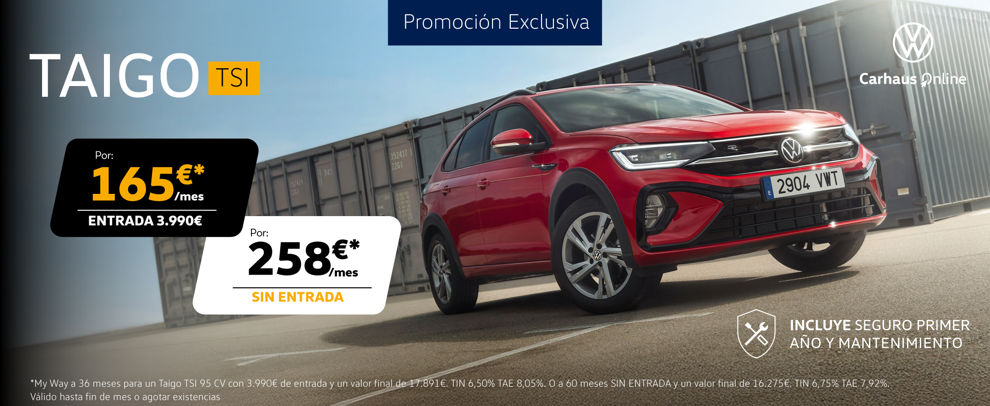 ¡Promoción Exclusiva! Taigo TSI desde sólo 165€/mes*